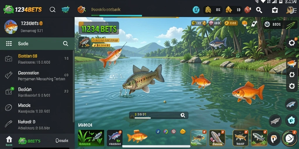 Tampilan menarik dari gameplay 1234BETS saat menangkap ikan.