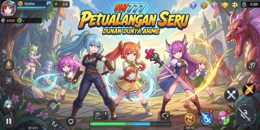 Screenshot gameplay IW777 yang menampilkan aksi karakter Anime.