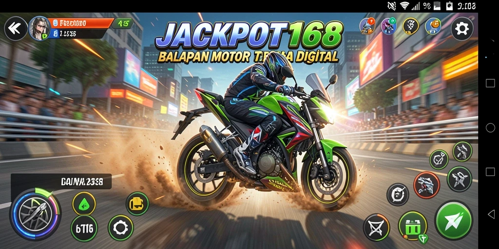 Gameplay mendebarkan di <strong>JACKPOT168</strong> saat balapan motor di trek menantang.