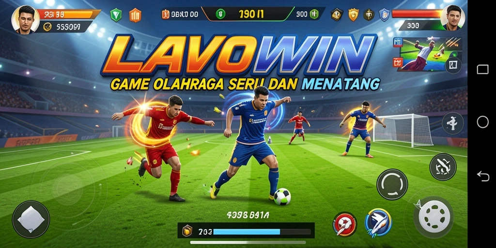 Tangkapan layar LAVOWIN menampilkan aksi seru dalam permainan olahraga.