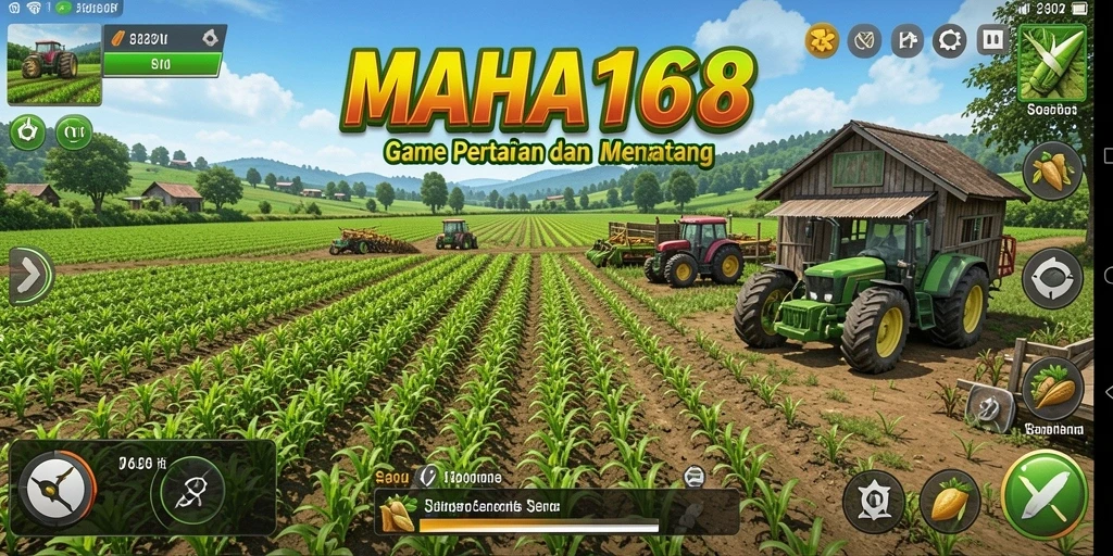 Tampilan gameplay seru dari MAHA168 dengan berbagai aktivitas pertanian.