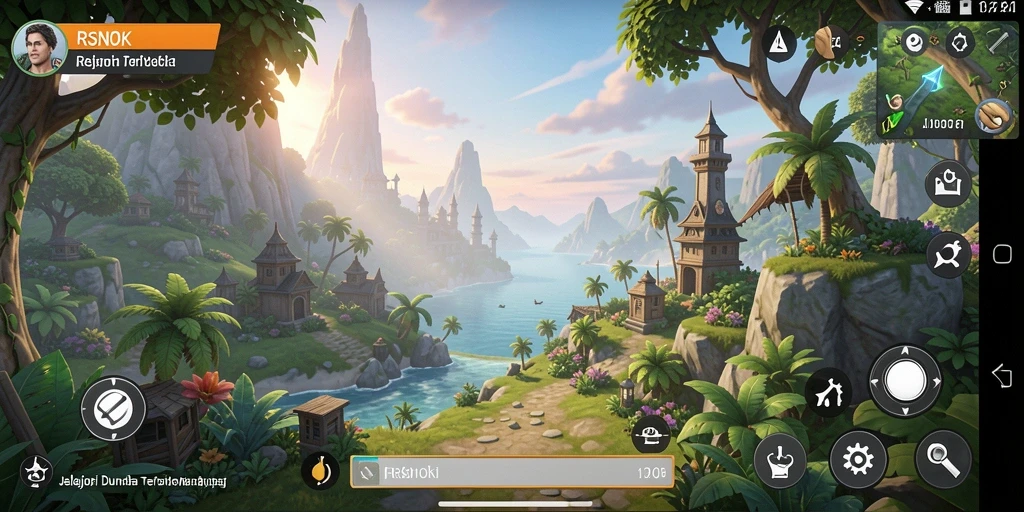 Screenshot gameplay RSNOK yang menampilkan eksplorasi dunia terbuka.