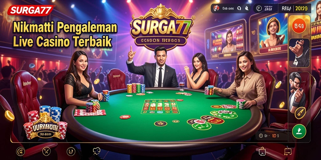 Tampilan gameplay Live Casino SURGA77 yang mendebarkan dan interaktif.